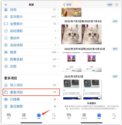 建水苹果手机维修分享iOS 16 中相册重复项目功能使用方法 