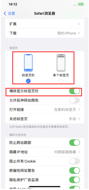 建水苹果手机维修分享Safari浏览器如何切换标签栏位置 
